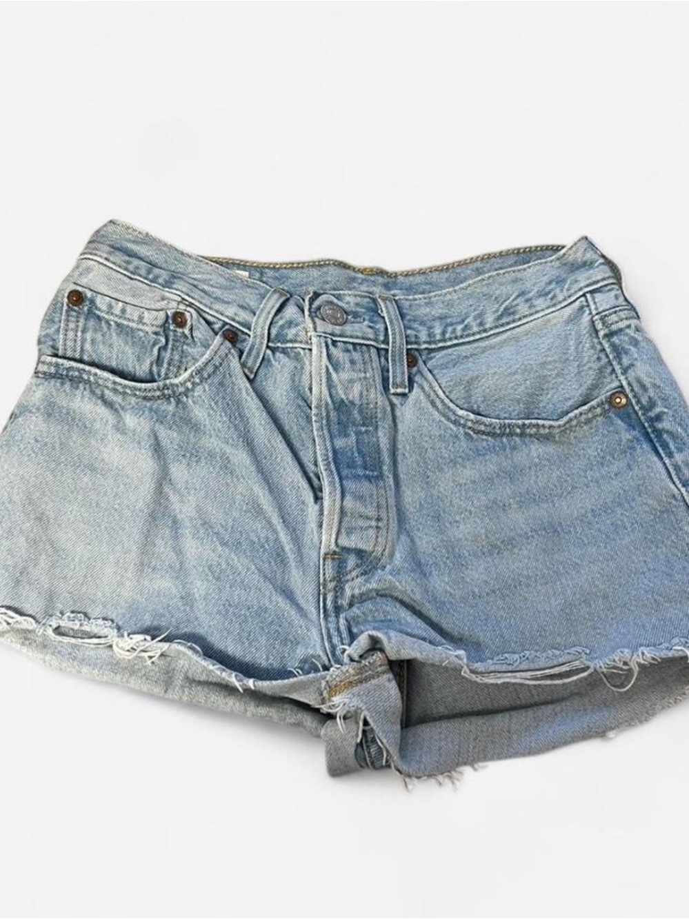 Light Blue Denim Mid Rise Shorts